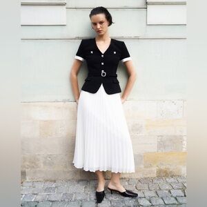 black crepe contrast chiffon midi dress Black Crepe Contrast Chiffon Mini Dress  self-portrait-US